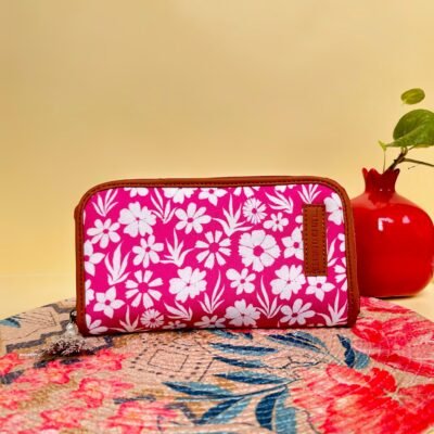 Pink Blossom Meadow Zip Wallet