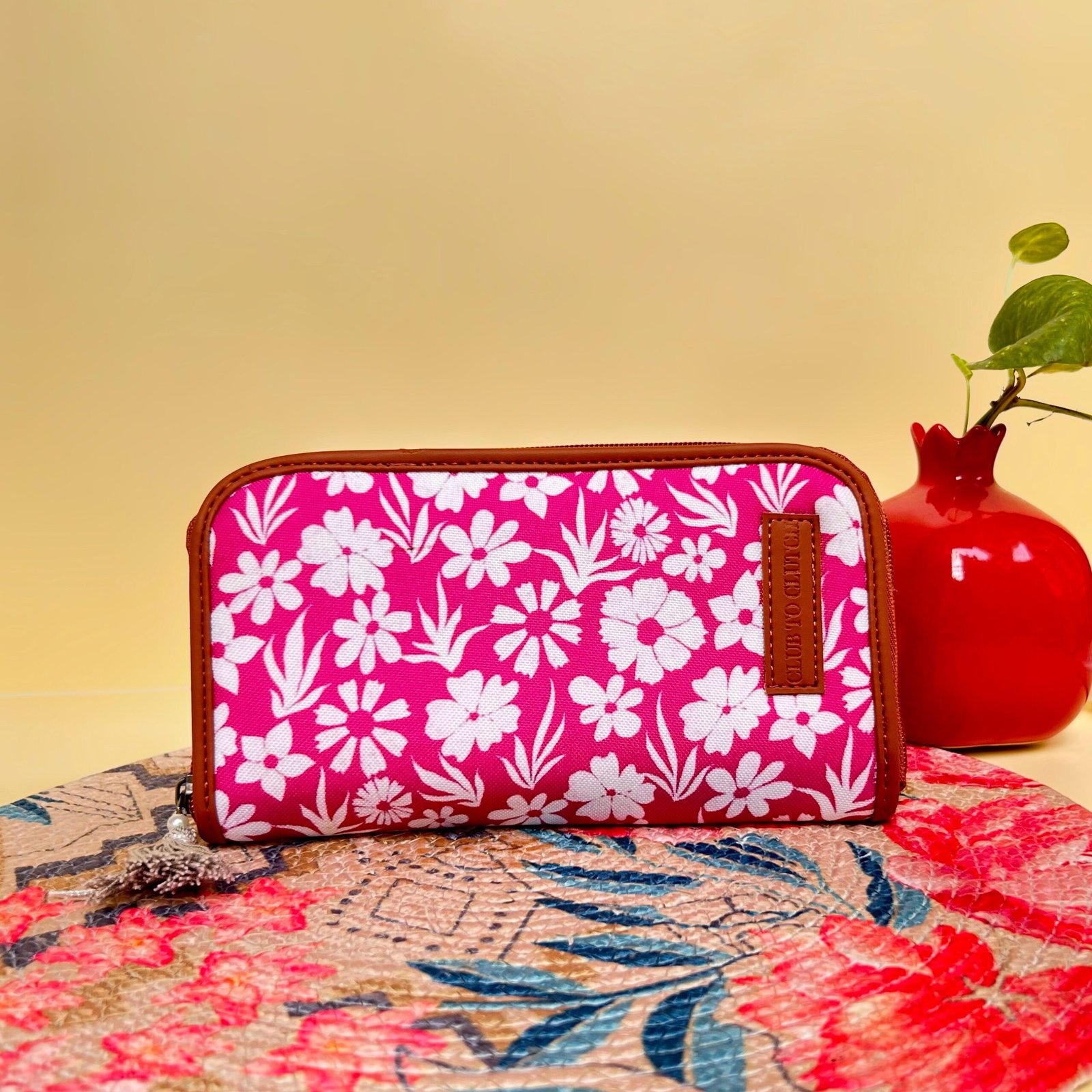 Pink Blossom Meadow Zip Wallet