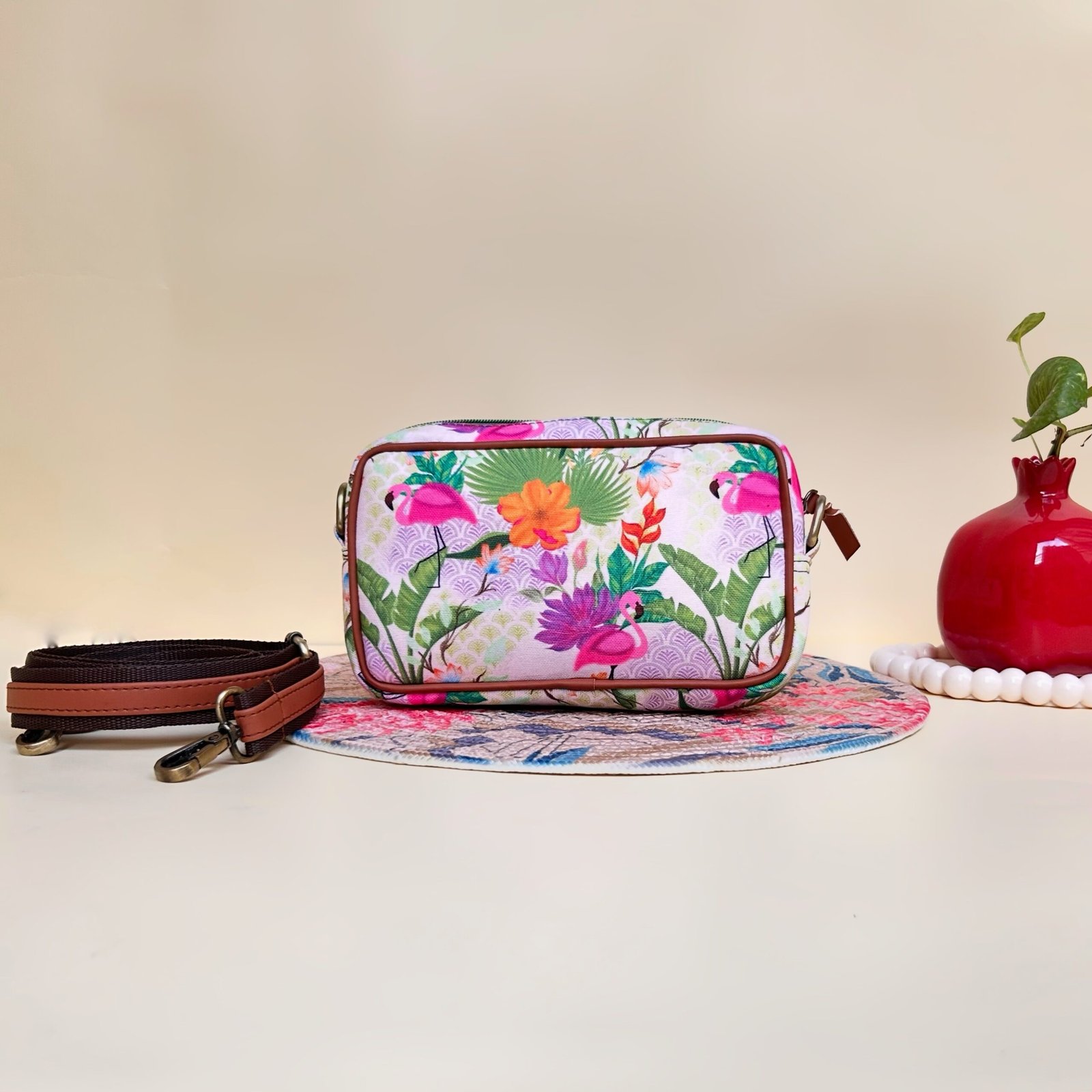 Back side of Floral Whisper Sling Bag with canvas print