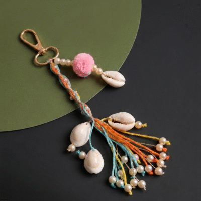 Hand-Braided Cowrie Charm with Pearl Accents